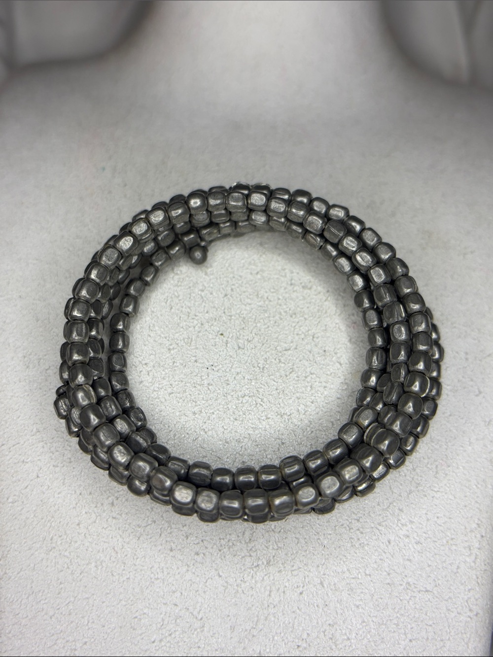 boho silver beaded wrap style bracelet